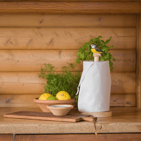 Wooden 'Kitchen Roll Holder - Blue Tit' by Wildlife Garden of Sweden - Curated Living