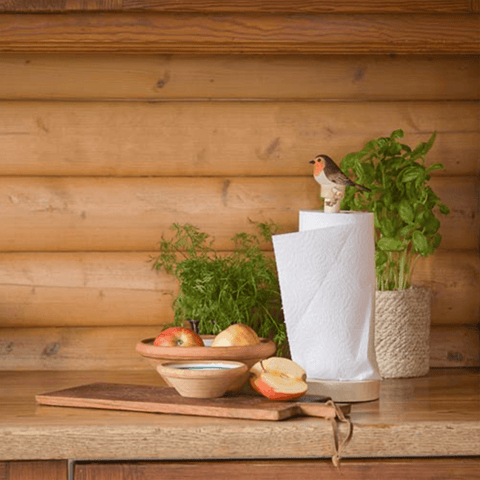 Wooden 'Kitchen Roll Holder - Robin' by Wildlife Garden of Sweden - Curated Living