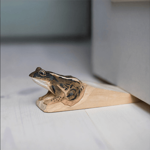 Wooden 'Moor Frog' Doorstop by Wildlife Garden of Sweden - Curated Living