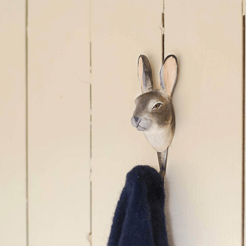 Wooden 'Mountain Hare' Door Hook by Wildlife Garden of Sweden - Curated Living