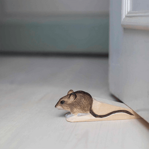 Wooden 'Mouse' Doorstop by Wildlife Garden of Sweden - Curated Living