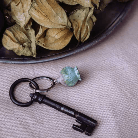 Wooden 'Poppy Seed Head' Keyring by Wildlife Garden of Sweden - Curated Living