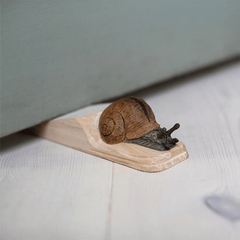 Wooden 'Roman Snail' Doorstop by Wildlife Garden of Sweden - Curated Living