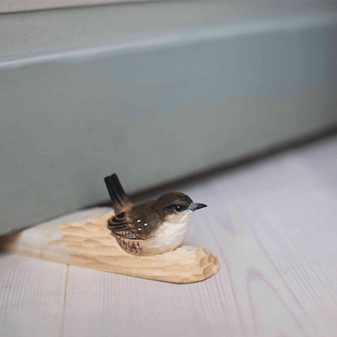 Wooden 'Wren' Doorstop by Wildlife Garden of Sweden - Curated Living