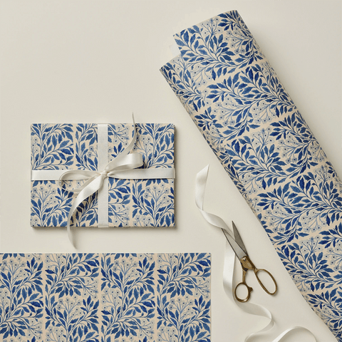 Wrapping Paper 'Blue Flora' by Wanderlust - Curated Living