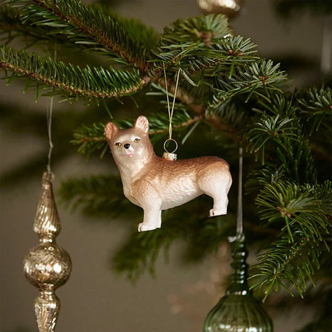 Xmas Ornament 'Corgi Pecan' Hanging Decoration by Bungalow of Denmark - Curated Living
