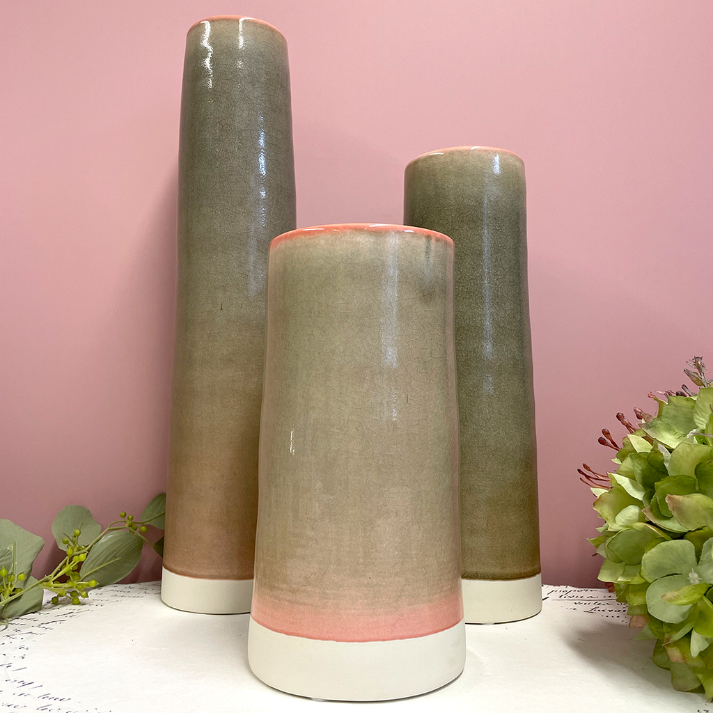 Tall Slim Pink Miguel Moss Vase, by Bungalow DK.