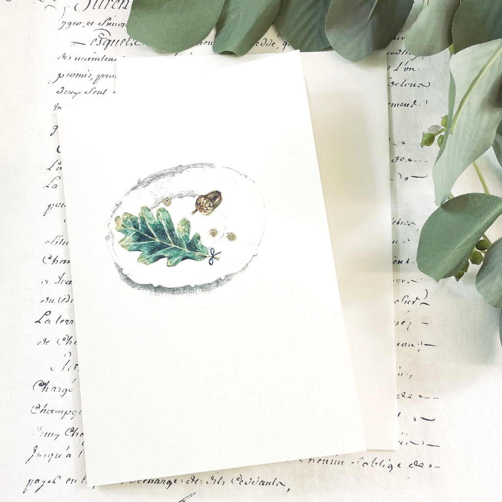 Acorn & Leaf Card by Elena Deshmukh.