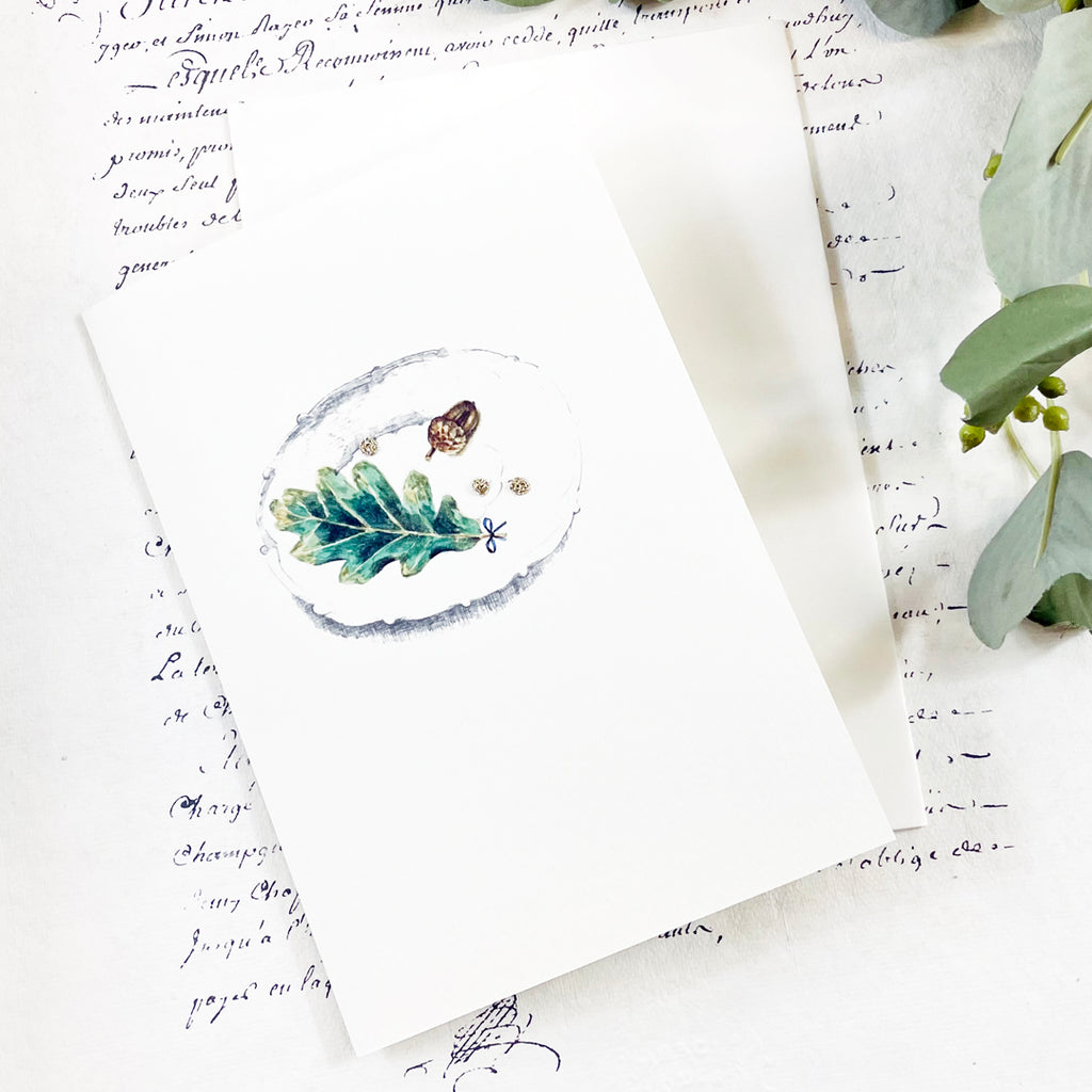 Acorn & Leaf Card by Elena Deshmukh.