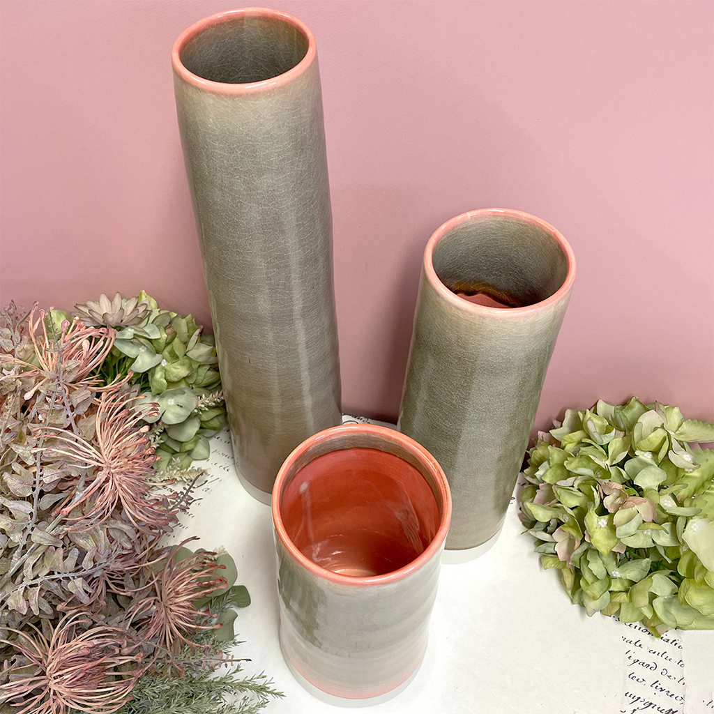 Tall Slim Pink Miguel Moss Vase, by Bungalow DK.