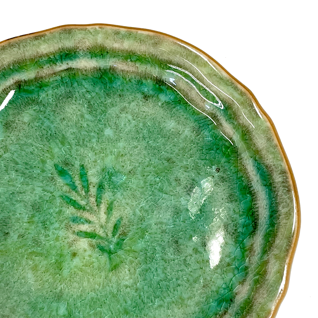 Crackle Glaze Amuse Bouche Plate. Seaweed.