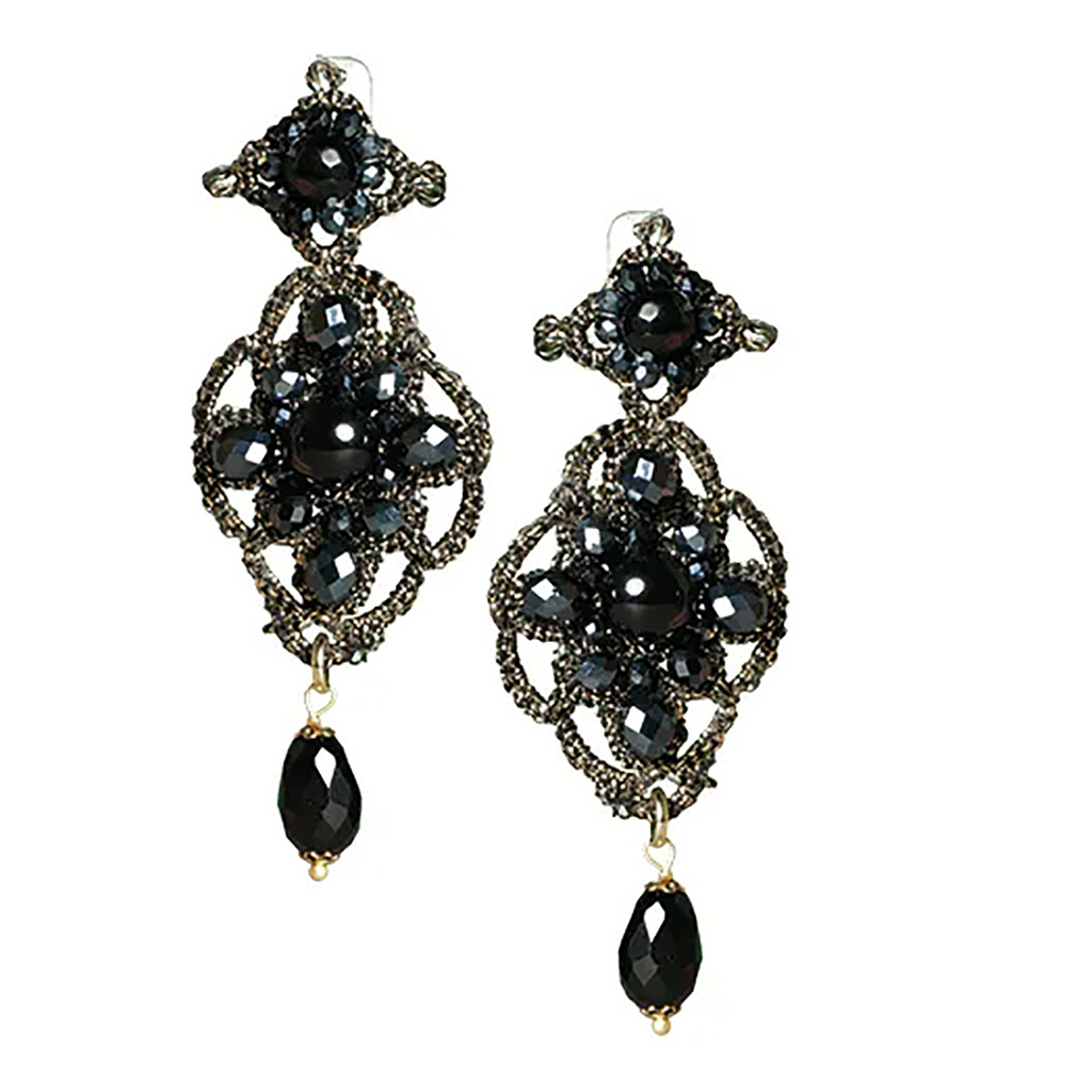 Fiori d'Arancio Petunia Black Gold Earrings.