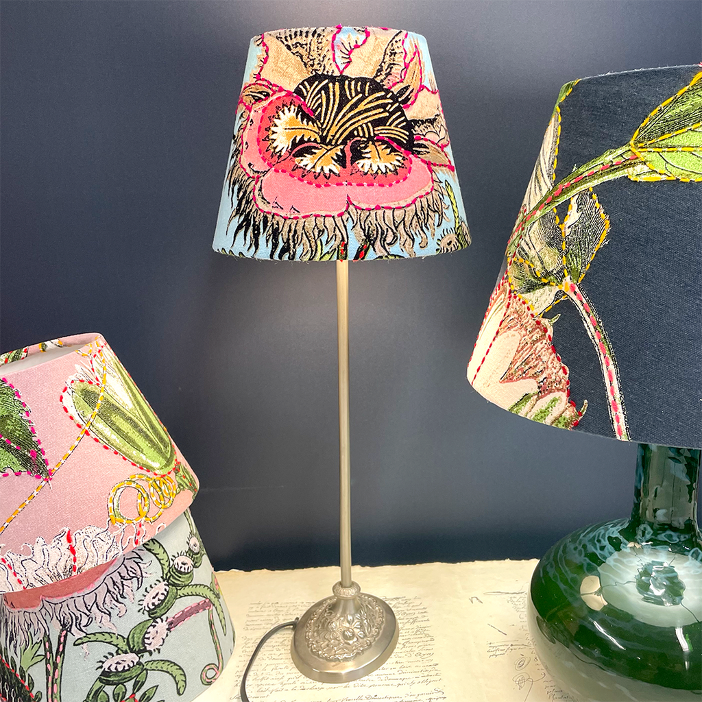 Sky Blue Eccentric Blooms Lampshade - 8".