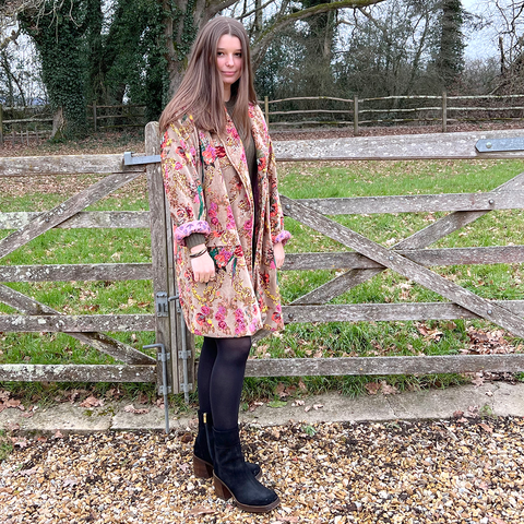 One Hundred Stars Antique Chintz Velvet Boyfriend Jacket