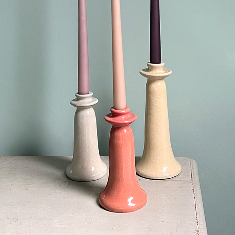 Ceramic Candle Holders, Rose.