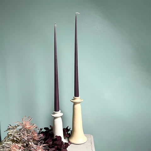 Pair of Tapered Candles. Mauve.
