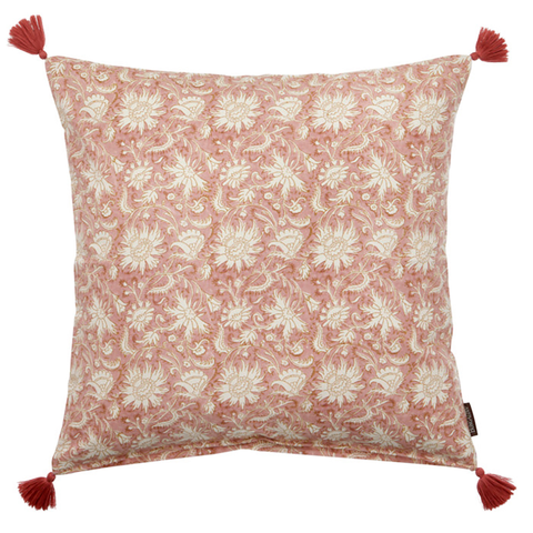 'Phalanpur Rose' Cushion with Tassels by Bungalow of Denmark