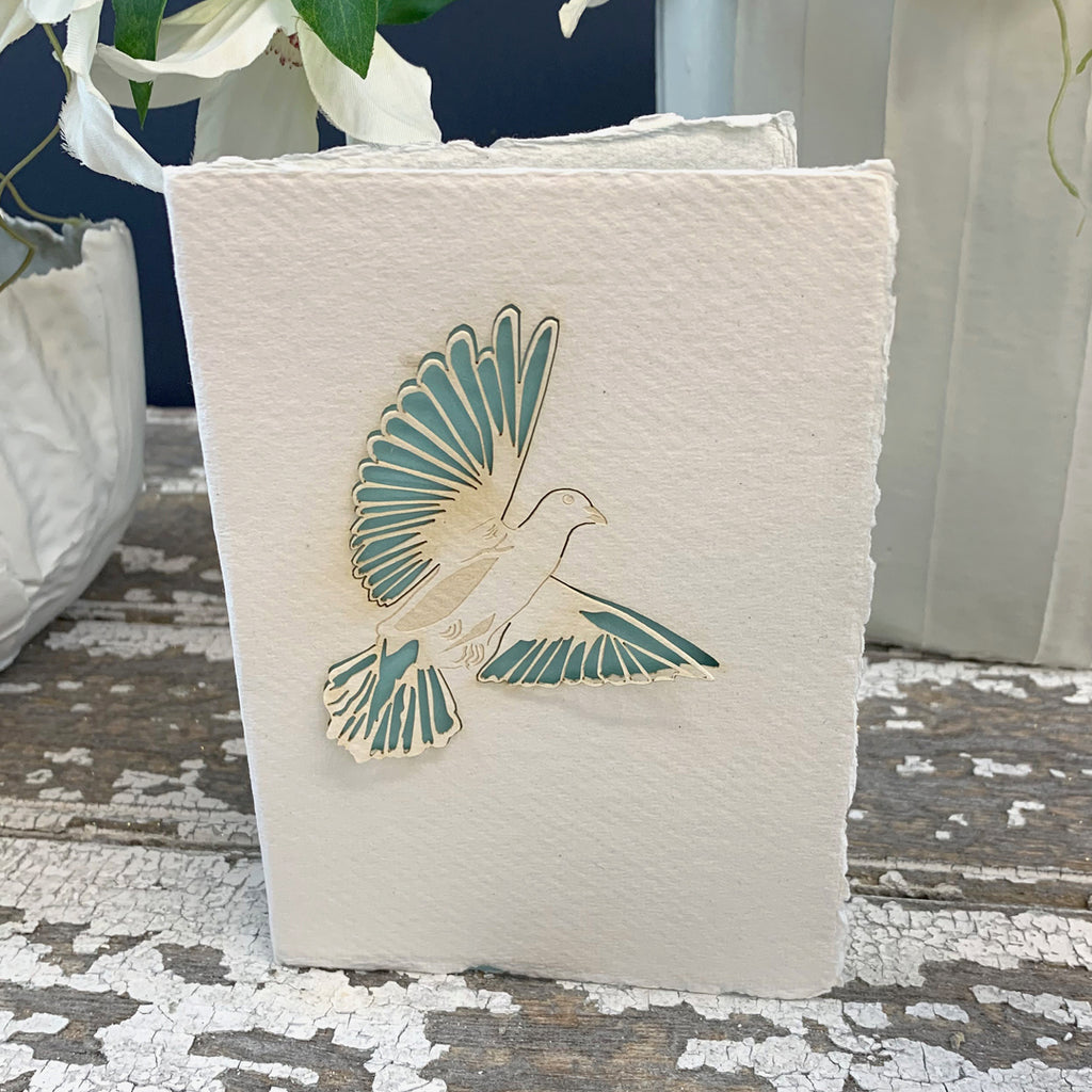 Handmade Eco Laser Cut Card, Dove.