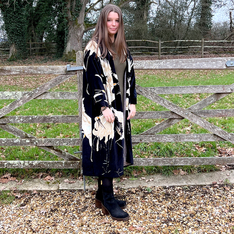 Velvet 'Black Stork' Duster Coat by One Hundred Stars