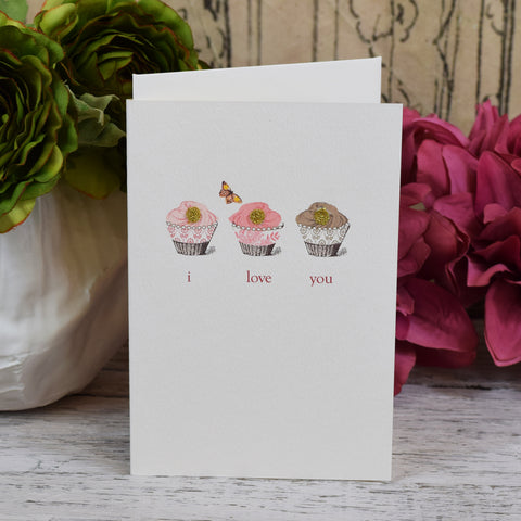Elena Deshmukh, I Love You Card. Cupcakes.