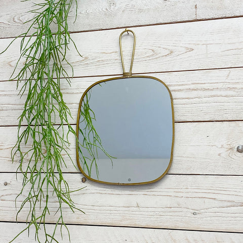 Flora Antique Brass Mirror With Hanging Handle. Small.