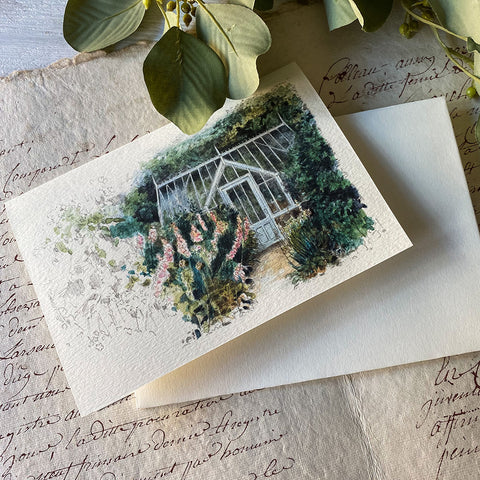 Garden Greenhouse Card, by Elena Deshmukh