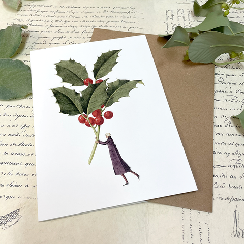 Greeting Card 'Christmas - Holly' by Laura Stoddart