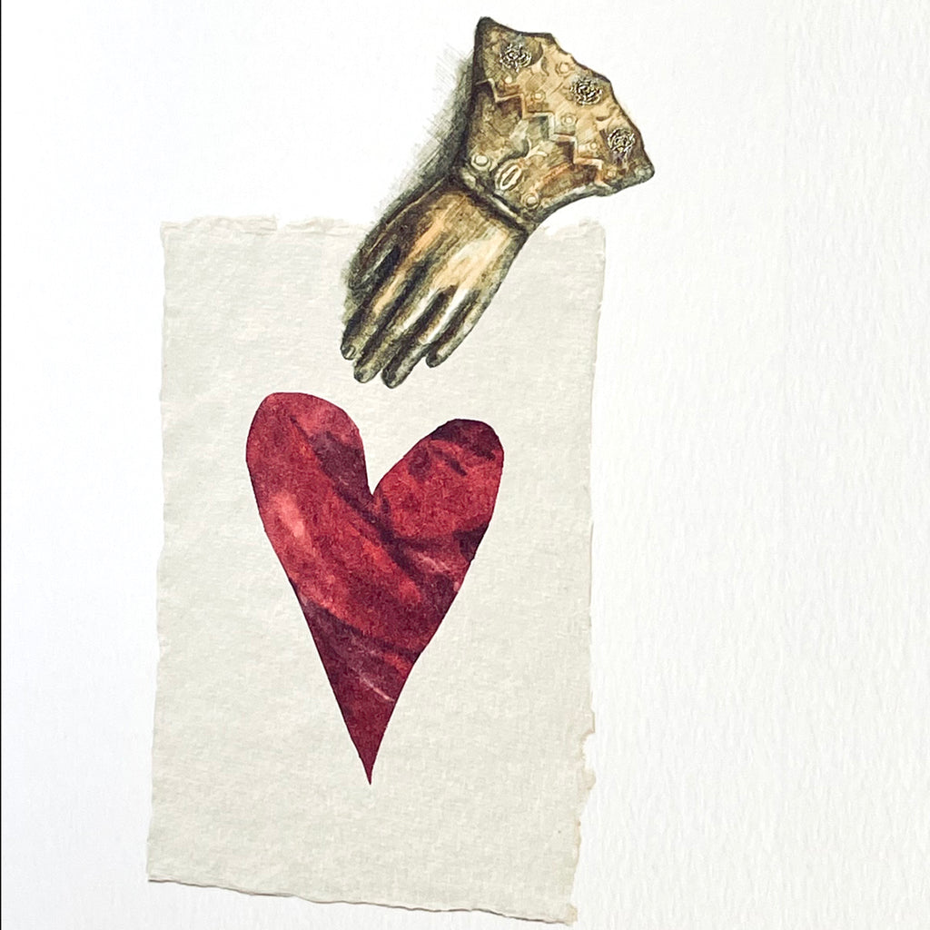 Golden Glove & Heart Card by Elena Deshmukh.