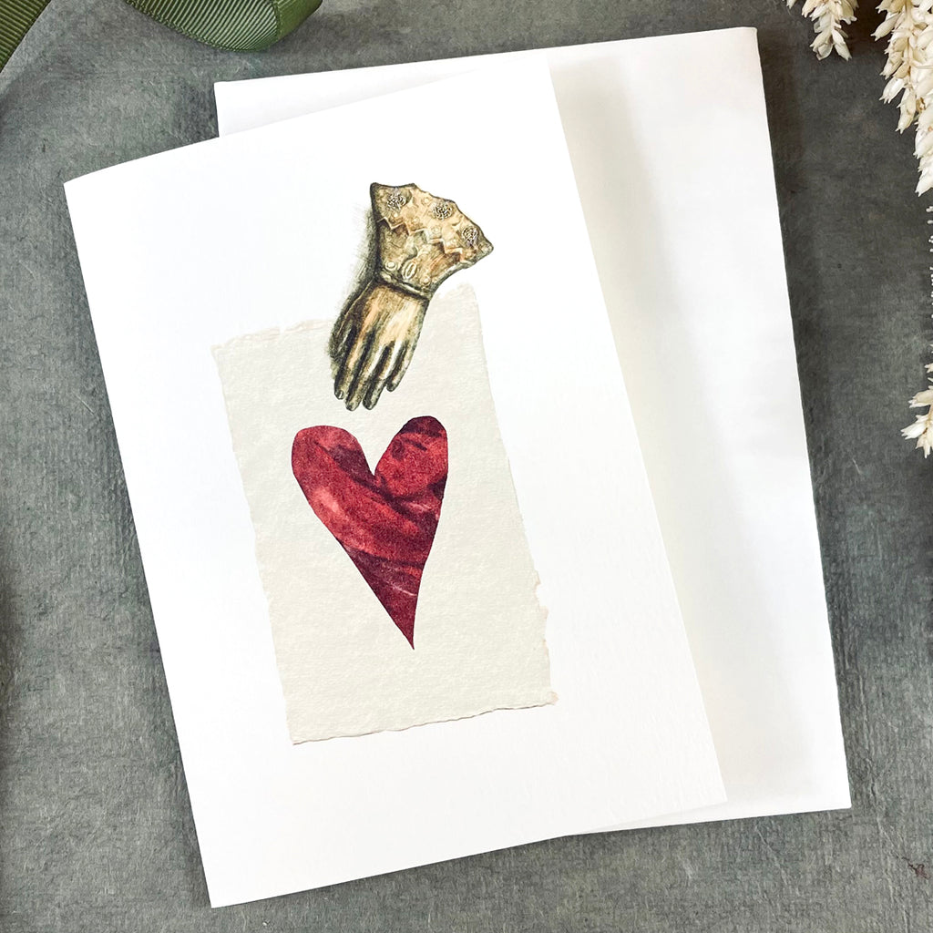 Golden Glove & Heart Card by Elena Deshmukh.