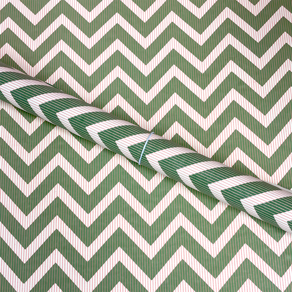 Green & Pink Zigzag Wrapping Paper by Bungalow DK.