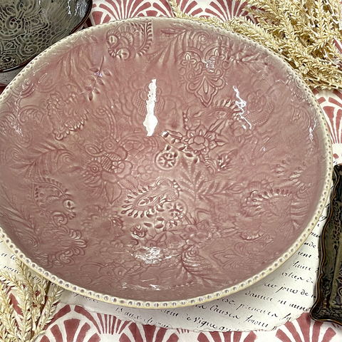 Large Crackle Glaze Bowl. Old Rose.