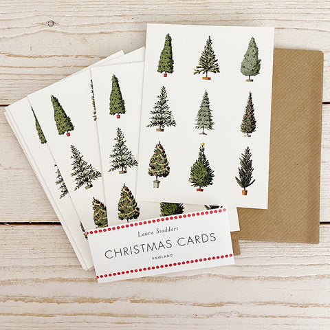 Laura Stoddart Christmas Cards, Christmas Trees 10 Pack.