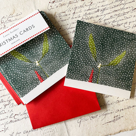 Christmas Cards 'Mistle Snow' Eight Pack by Laura Stoddart