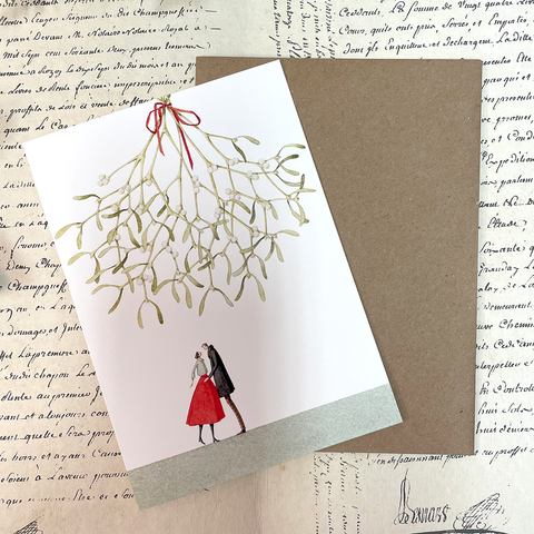 Laura Stoddart Card, Christmas Mistletoe Kiss.