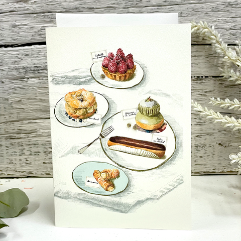 Greeting Card 'Patisseries and Cake' by Artist Elena Deshmukh