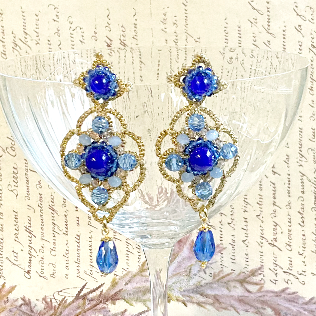 Fiori d'Arancio Petunia Verbasco in Blue Earrings.