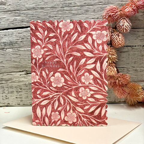 Greetings Card 'Pink Flora Happy Birthday' by Wanderlust