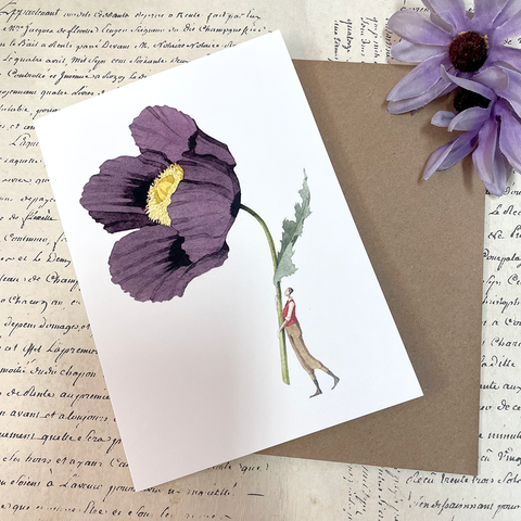 Laura Stoddart Card, Purple Poppy.