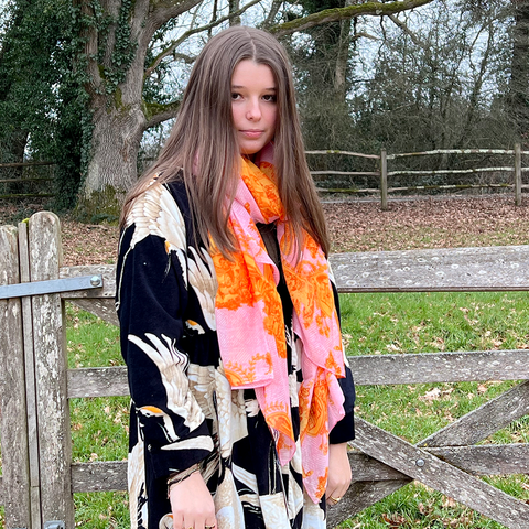 Orange Ancient Columns Scarf by One Hundred Stars