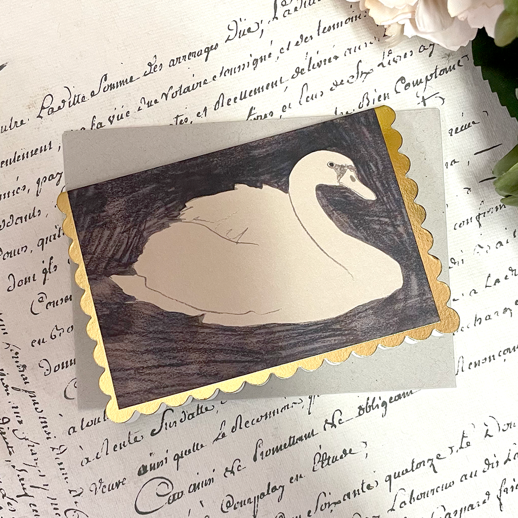 Swan Mini Greetings Card.