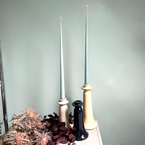 Pair of Tapered Candles. Stone Blue.
