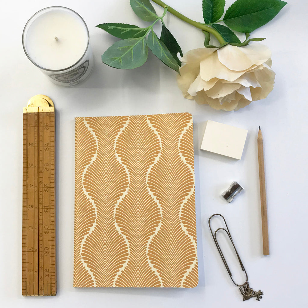 The Bungalow Chavara Gold A5 Notebook. Gold Waves.