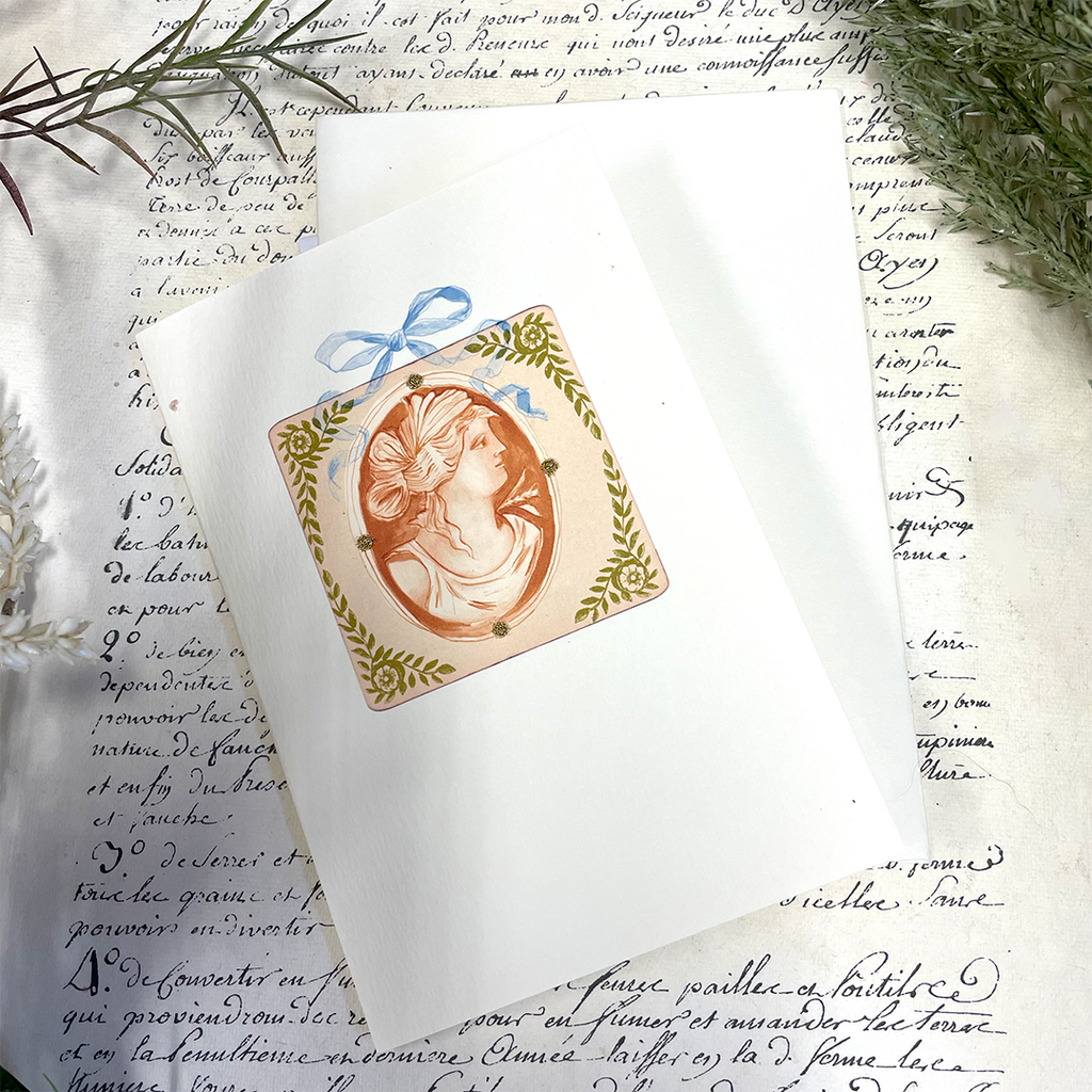 Greeting Card 'Vintage Cameo' by Artist Elena Deshmukh