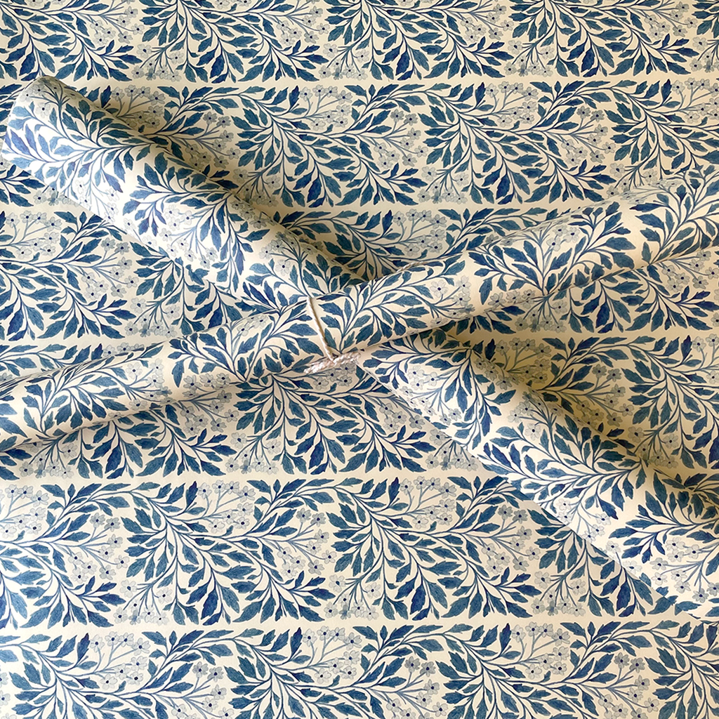 Blue Flora Wrapping Paper.