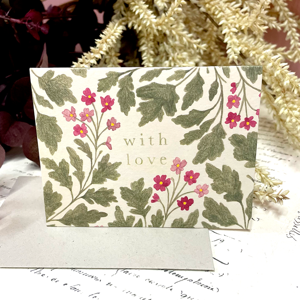 Flora 'With Love' Mini Greetings Card.