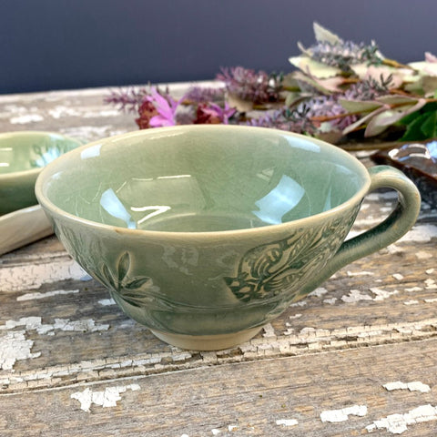 Arabesque 'Cup with Handle' crackle glazed in 'Antique' by Sthal of Sweden - Curated Living