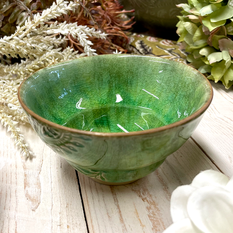 Arabesque 'Cup without Handle' crackle glazed in 'Seaweed' by Sthal of Sweden - Curated Living