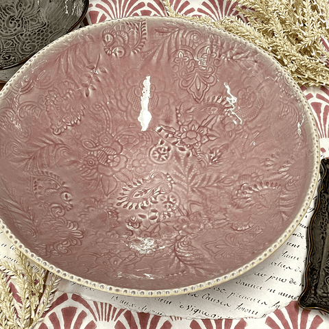 Arabesque Serving 'Big Bowl' crackle glazed in 'Old Rose' by Sthal of Sweden - Curated Living