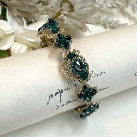 Bangle 'Venus Verdi with Gold Tone Lace' by Fiori d'Arancio of Italy - Curated Living