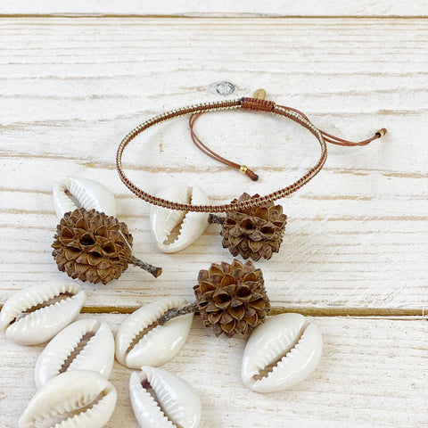 Bracelet 'Grigri Flores Coffee Dore' by Filao of Mauritius - Curated Living
